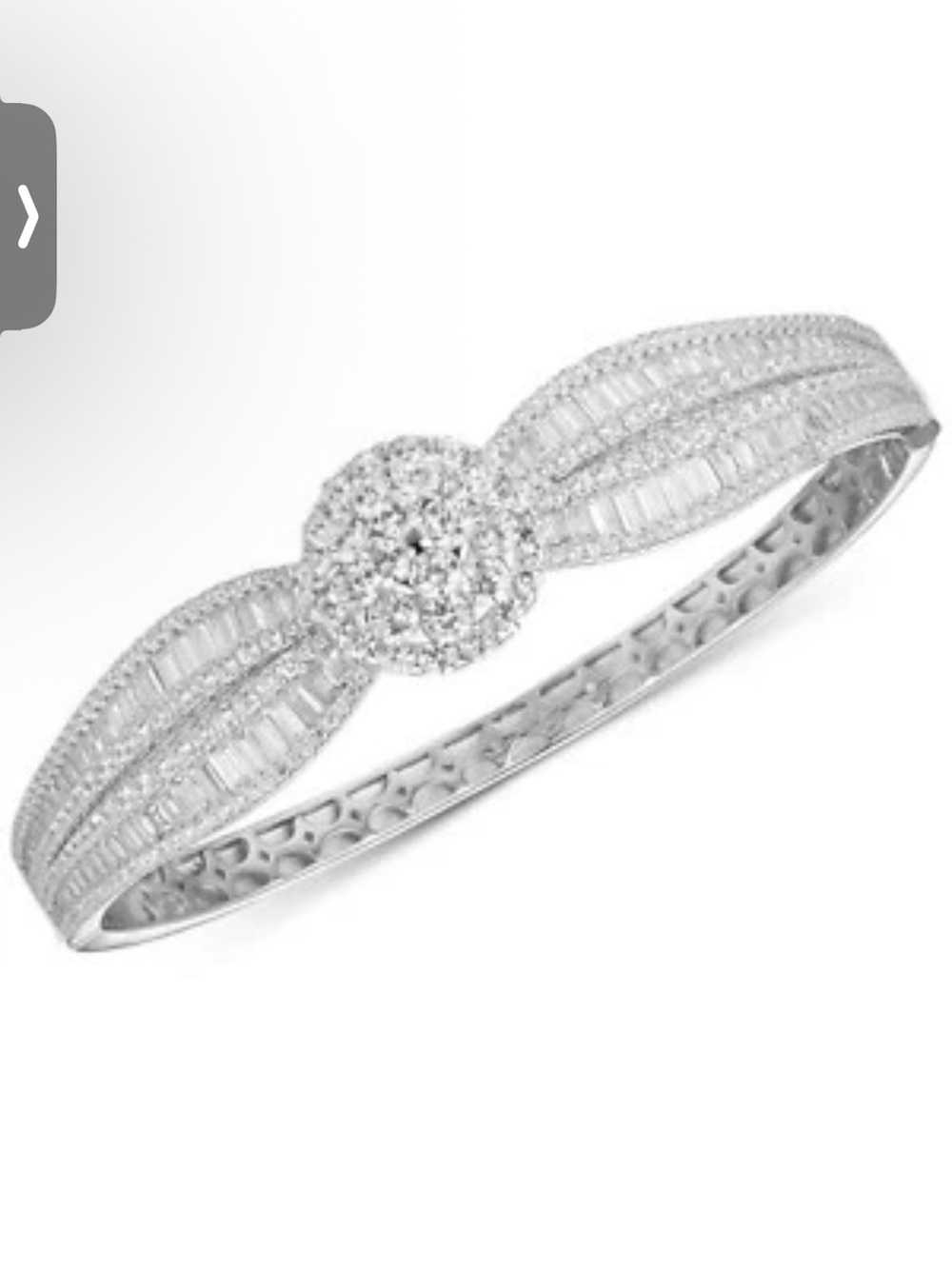 Sterling Silver Crystal Halo Bangle Bracelet - White